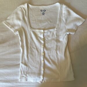 Brandy Melville John Galt White Button Up Top - One Size